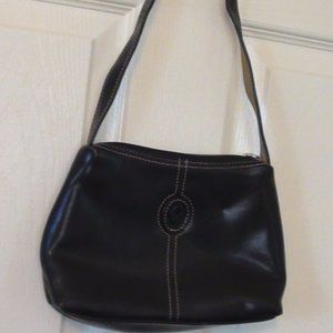 VINTAGE 1990s Bag Handbag Black Leather Mondavi